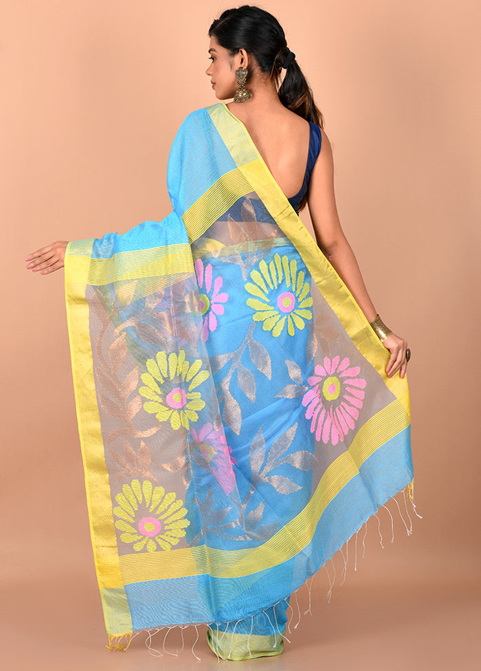 Blue Matka Silk Saree With Blouse Piece - Indian Silk House Agencies