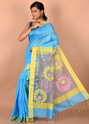 Blue Matka Silk Saree With Blouse Piece - Indian Silk House Agencies