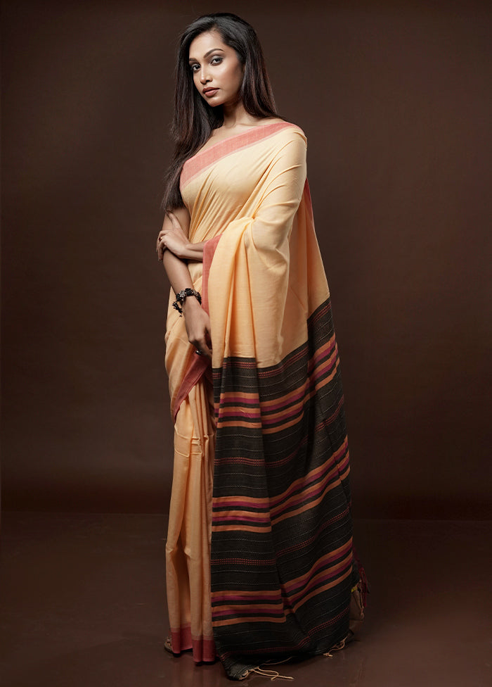 Cream Cotton Saree With Blouse Piece - Indian Silk House Agencies