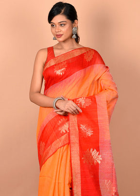 Rust Pure Matka Silk Saree With Blouse Piece - Indian Silk House Agencies