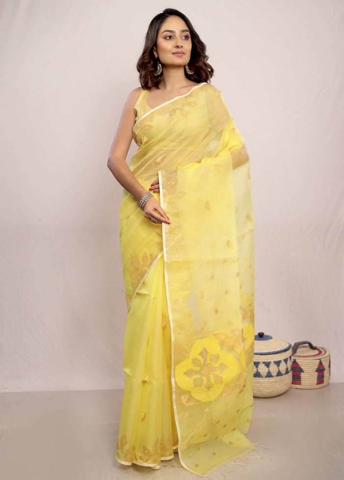 Yellow Matka Pure Silk Saree With Blouse Piece - Indian Silk House Agencies