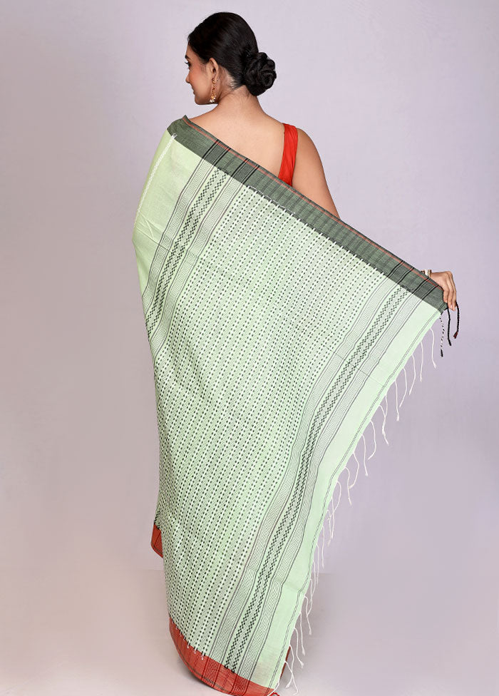 Green Pure Cotton Saree With Blouse Piece - Indian Silk House Agencies