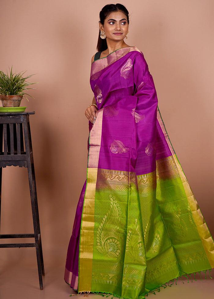 Purple Pure Arni Silk Saree With Blouse Piece - Indian Silk House Agencies