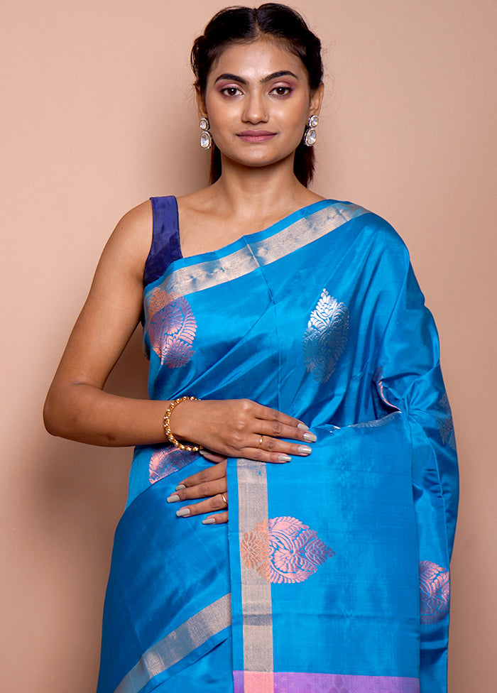 Blue Pure Arni Silk Saree With Blouse Piece - Indian Silk House Agencies