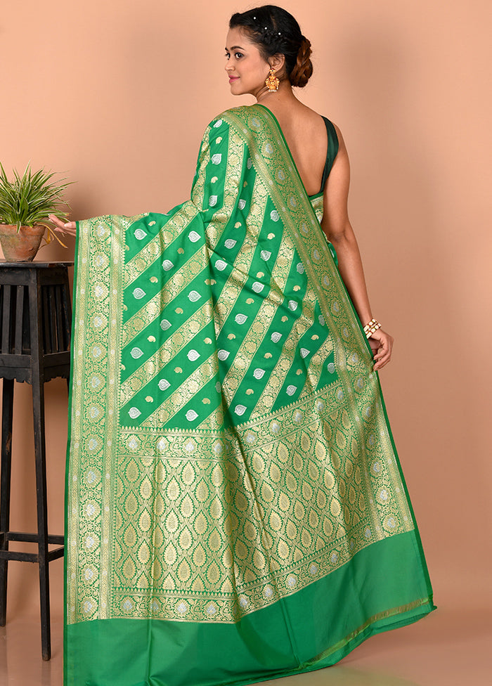 Green Uppada Silk Saree With Blouse Piece - Indian Silk House Agencies