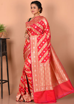 Pink Uppada Silk Saree With Blouse Piece - Indian Silk House Agencies