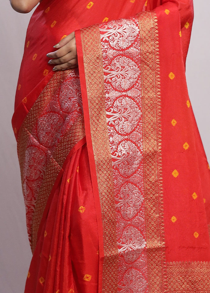 Red Cotton Saree With Blouse Piece - Indian Silk House Agencies