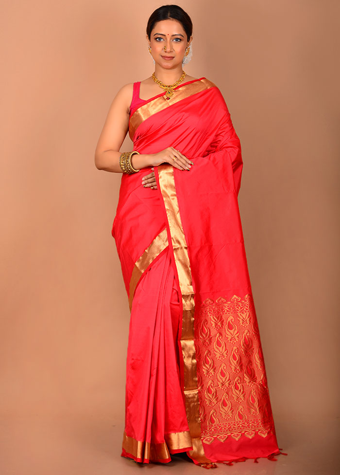 Pink Kanjivaram Silk Saree With Blouse Piece - Indian Silk House Agencies