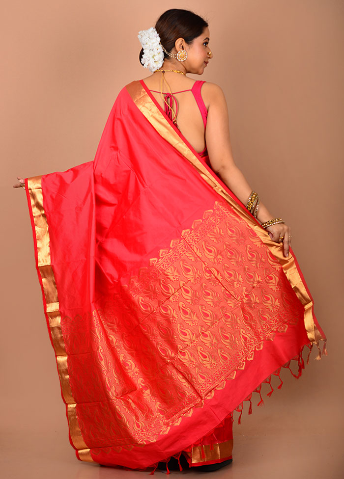 Pink Kanjivaram Silk Saree With Blouse Piece - Indian Silk House Agencies