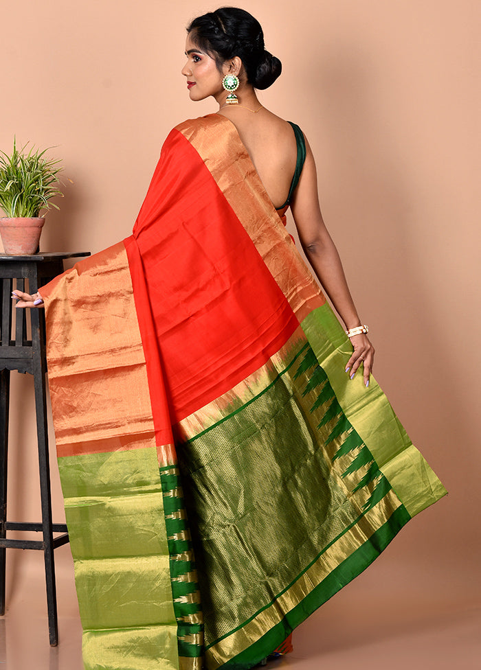 Red Kanjivaram Silk Saree With Blouse Piece - Indian Silk House Agencies