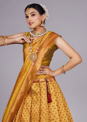 3 Pc Lemon Silk Semi Stitched Lehenga Set - Indian Silk House Agencies