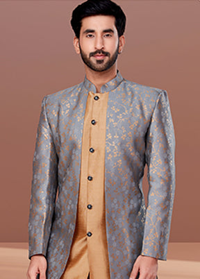 2 Pc Brown Silk Ethnic Wear Set