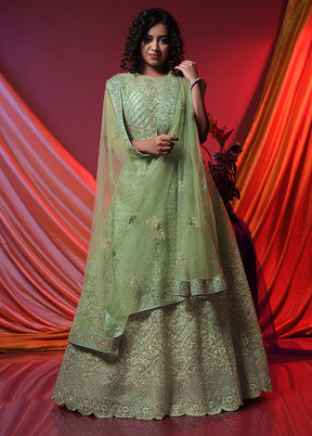 2 Pc Green Readymade Net Gown - Indian Silk House Agencies