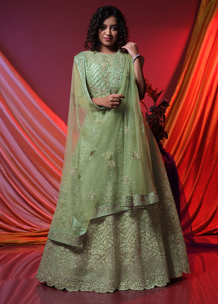 2 Pc Green Readymade Net Gown - Indian Silk House Agencies