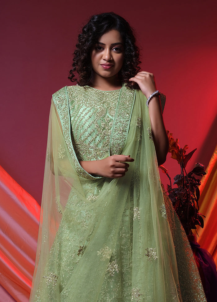 2 Pc Green Readymade Net Gown - Indian Silk House Agencies