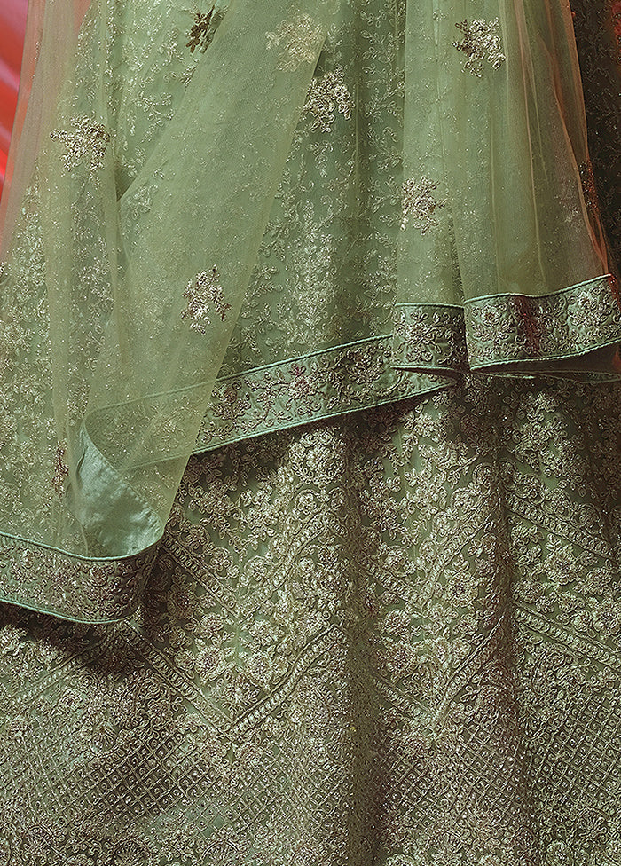 2 Pc Green Readymade Net Gown - Indian Silk House Agencies