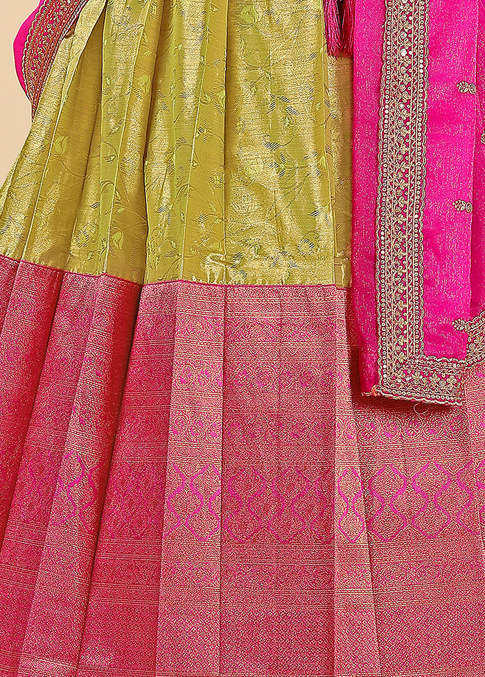 3 Pc Rani Silk Semi Stitched Lehenga Set - Indian Silk House Agencies