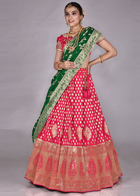 3 Pc Rani Silk Semi Stitched Lehenga Set - Indian Silk House Agencies