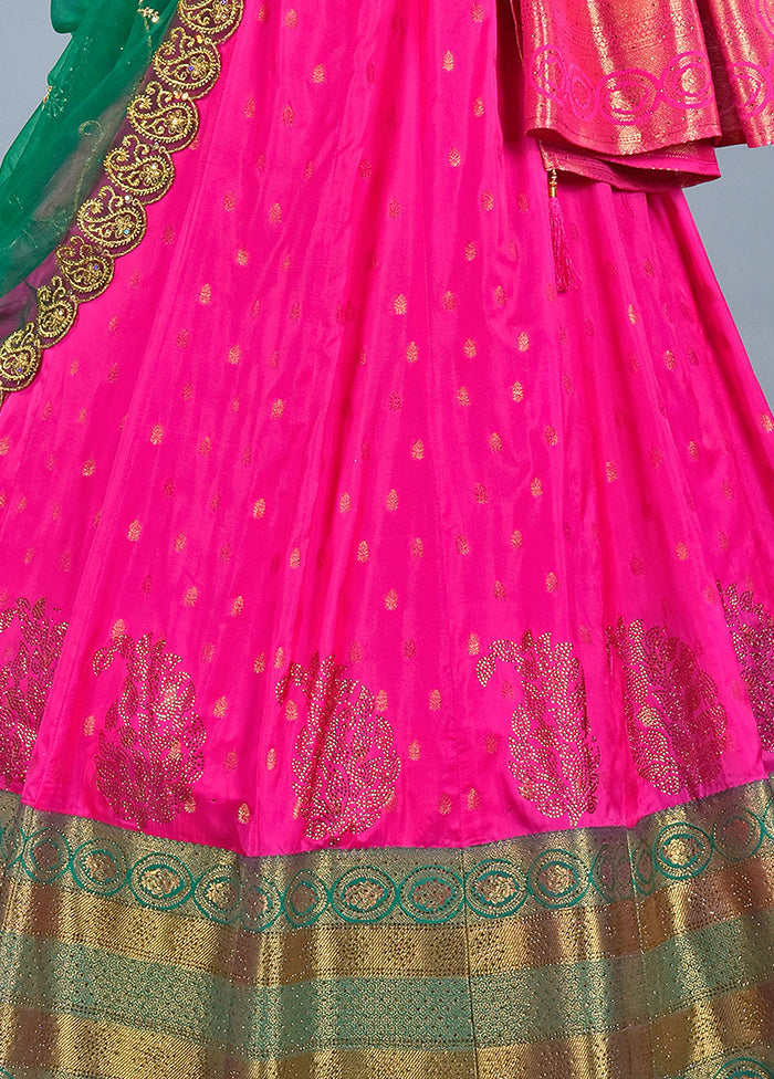 3 Pc Rani Silk Semi Stitched Lehenga Set - Indian Silk House Agencies