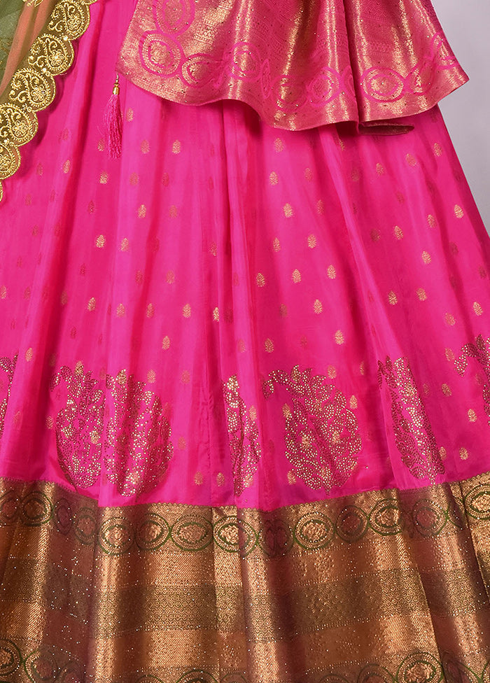 3 Pc Rani Silk Semi Stitched Lehenga Set - Indian Silk House Agencies