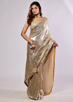 Gold Georgette Saree With Blouse Piece