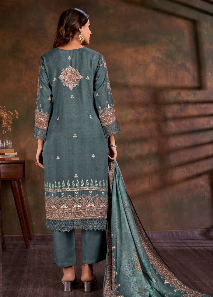 Teal Blue Readymade Viscose Kurti