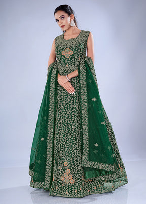 2 Pc Green Readymade Net Gown - Indian Silk House Agencies