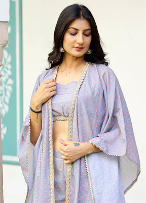 2 Pc Grey Readymade Silk Coord Set