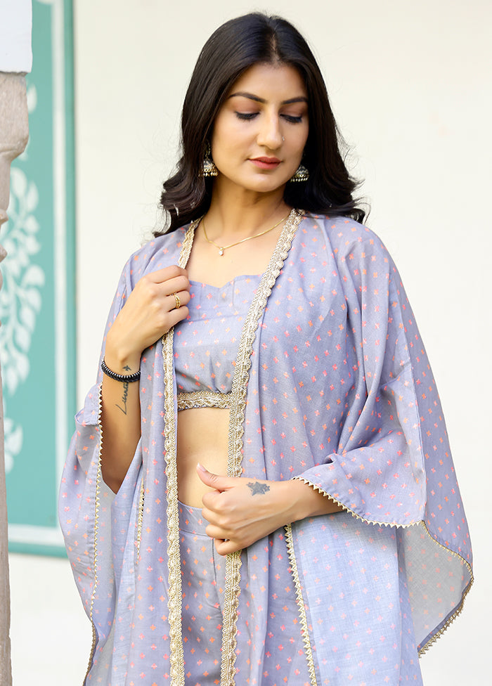 2 Pc Grey Readymade Silk Coord Set