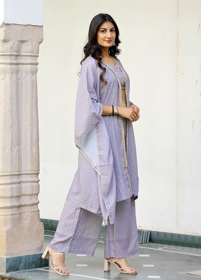 2 Pc Grey Readymade Silk Coord Set