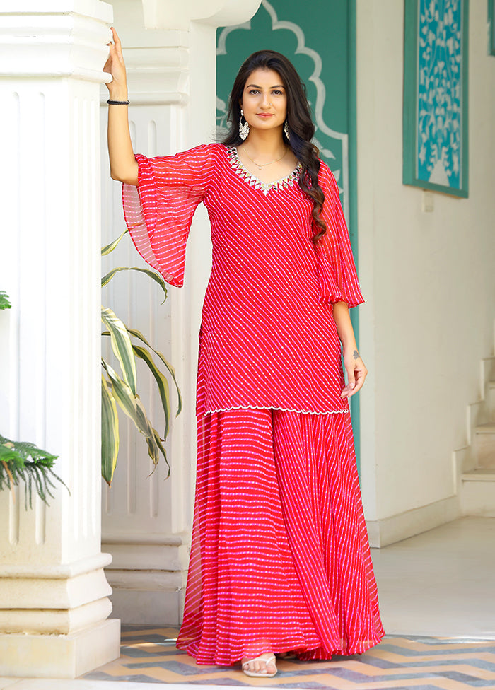 2 Pc Pink Readymade Silk Kurti Set
