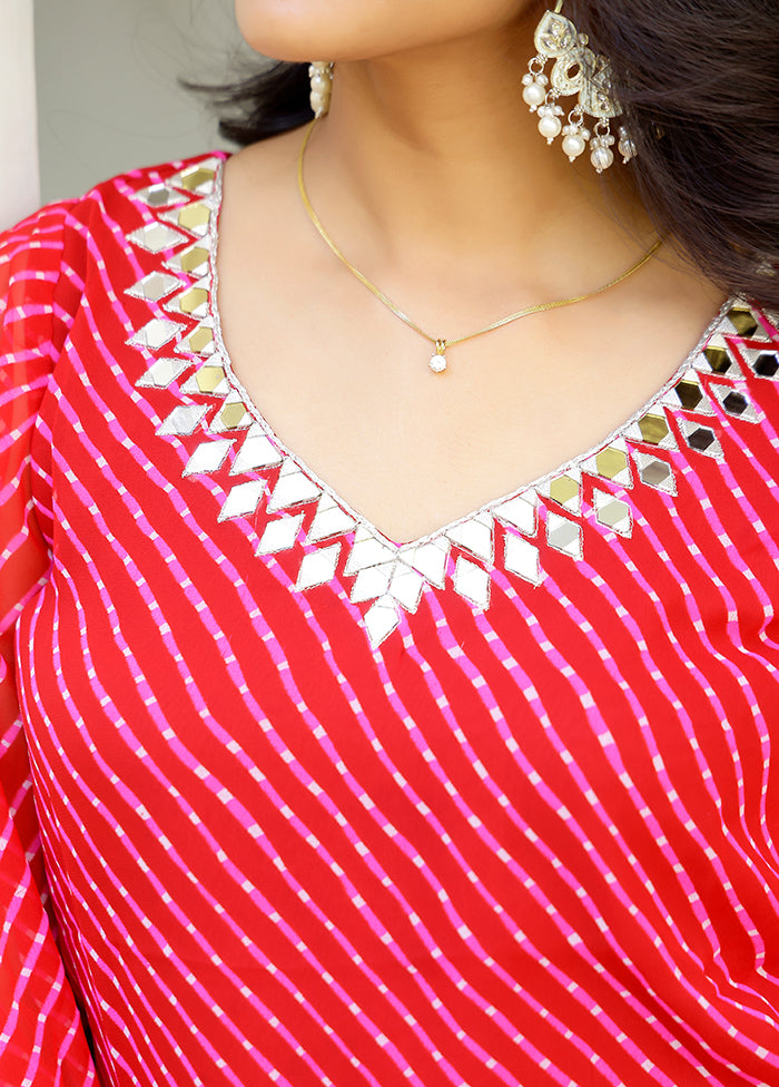 2 Pc Pink Readymade Silk Kurti Set