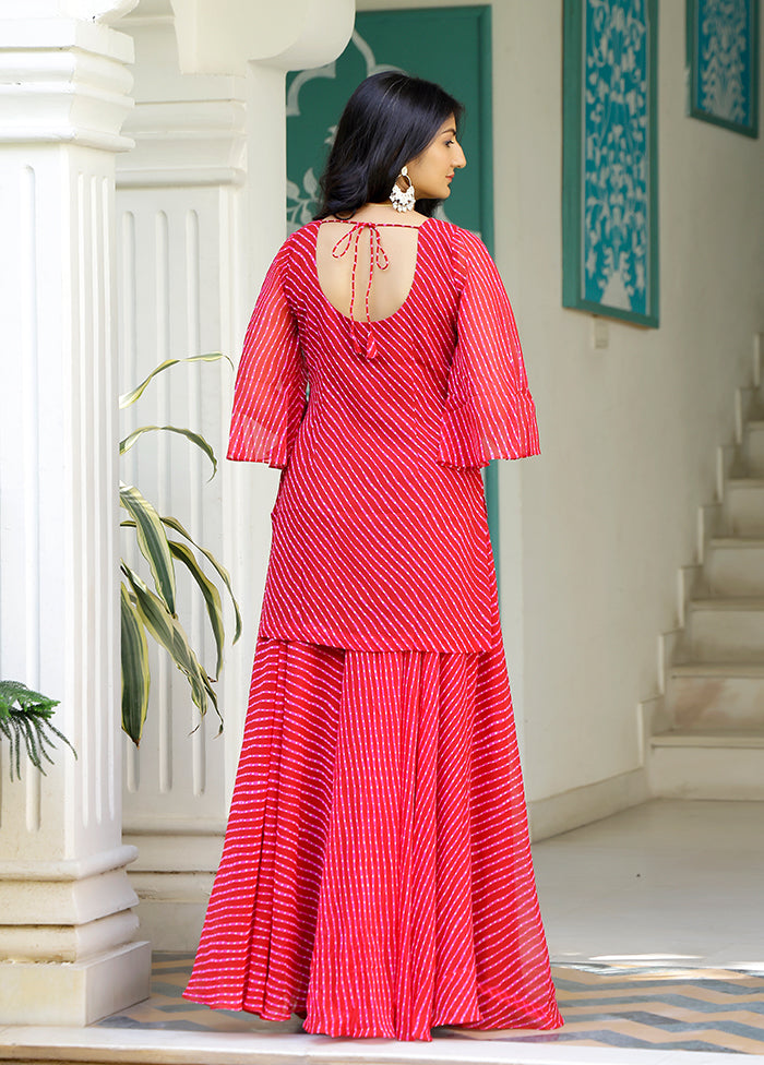 2 Pc Pink Readymade Silk Kurti Set