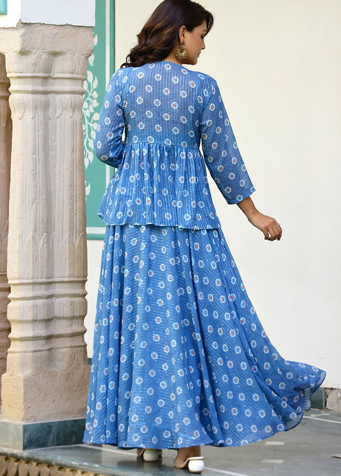2 Pc Blue Readymade Silk Coord Set