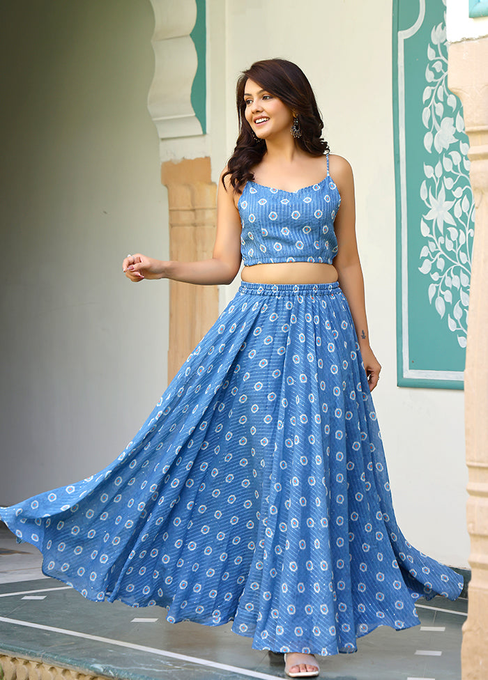 2 Pc Blue Readymade Silk Coord Set