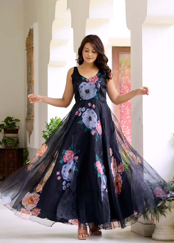 Black Readymade Silk Indian Dress