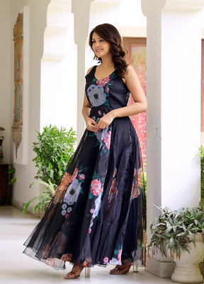 Black Readymade Silk Indian Dress