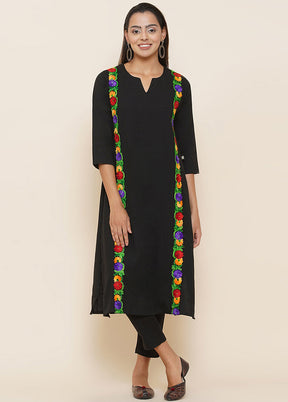 2 Pc Black Embroidered Kurti Set VDFAB169228 - Indian Silk House Agencies