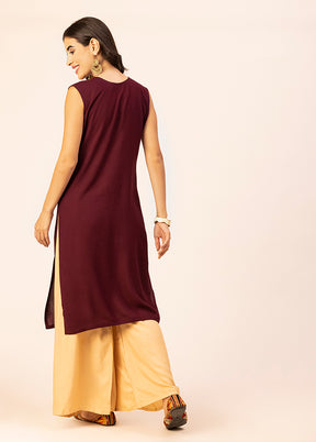 Wine Readymade Rayon Kurti