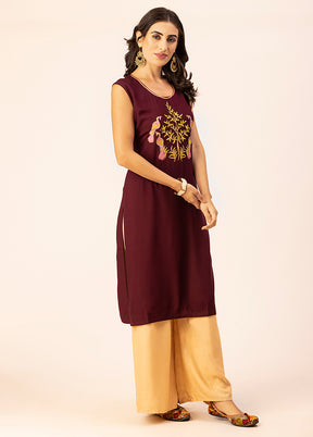 Wine Readymade Rayon Kurti