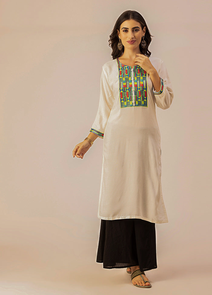 Off White Readymade Rayon Kurti