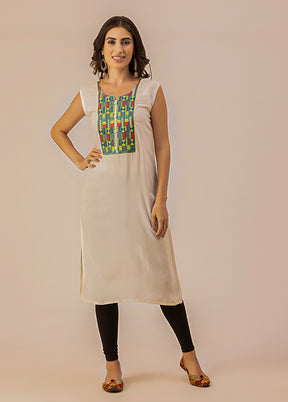 Off White Readymade Rayon Kurti