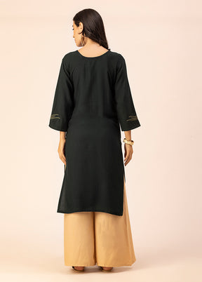 Dark Green Readymade Rayon Kurti