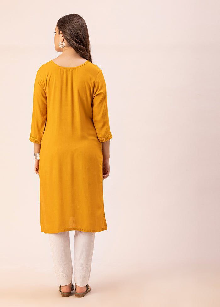 Mustard Readymade Rayon Kurti