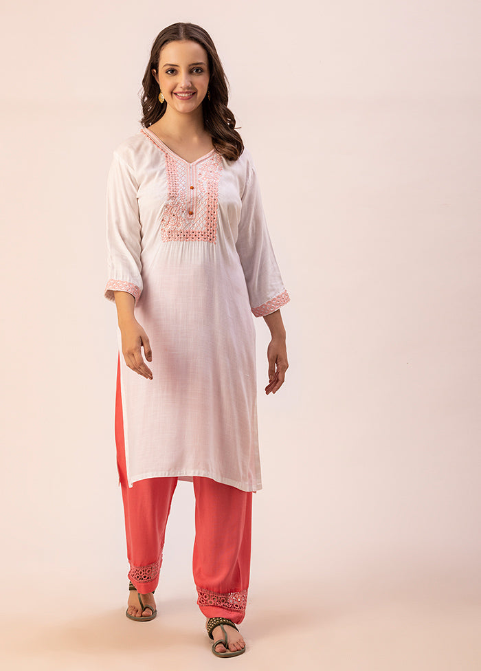 White Readymade Rayon Kurti