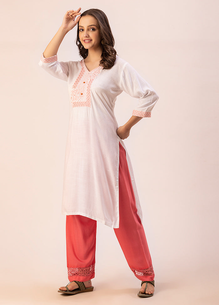 White Readymade Rayon Kurti