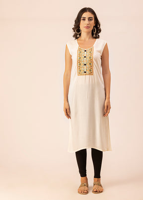 Off White Readymade Rayon Kurti