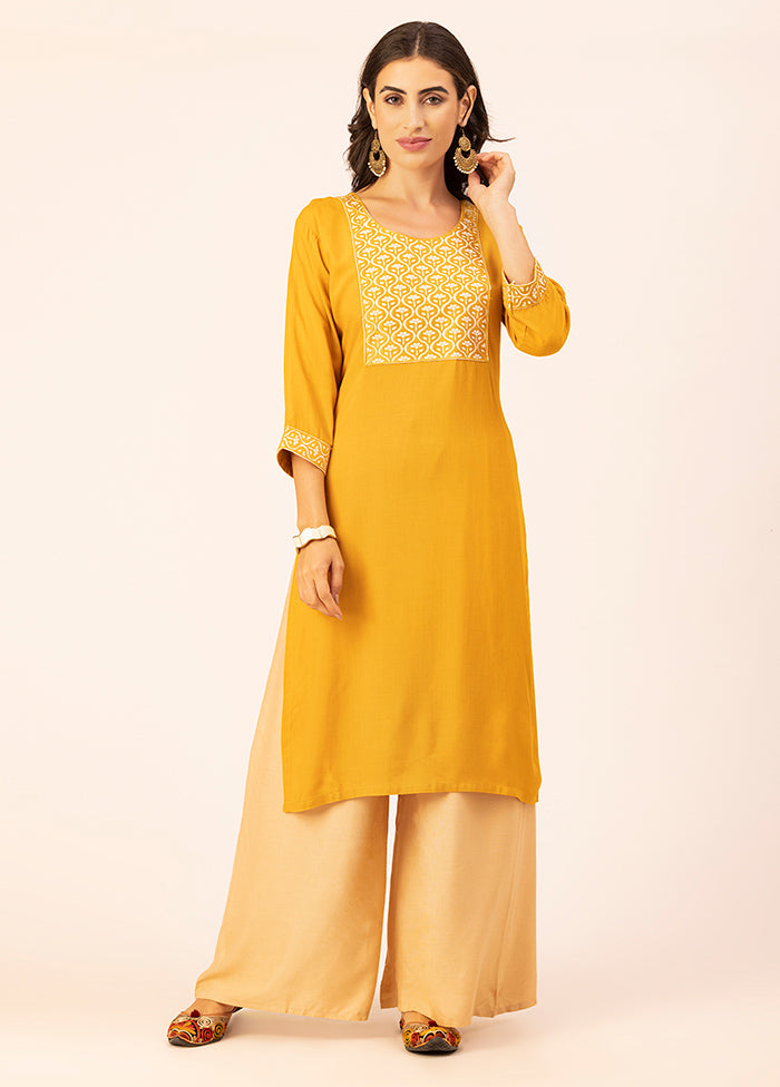 Mustard Readymade Rayon Kurti