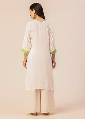 White Readymade Rayon Kurti