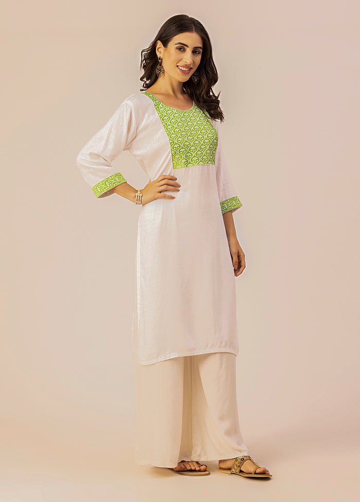 White Readymade Rayon Kurti